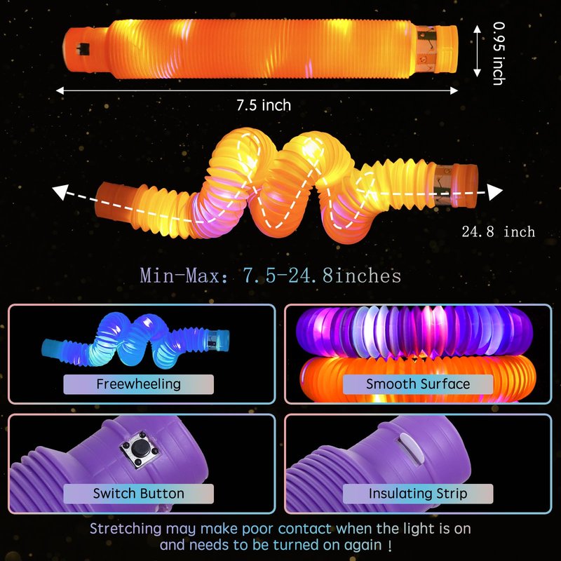 SUNPROUND 36 Pack Glow Sticks Party Favors Light Up Pop Tubes Sensory Toys LED Glow Sticks Camping Necklaces Bracelets Birthday Goodie Bag Stuffers Classroom Prizes Gifts Halloween Easter