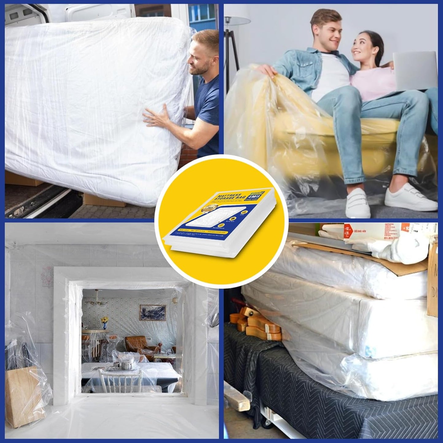 Skiennix King Mattress Bag - Heavy-Duty Plastic Protector for Moving & Storage | 2-Pack, Extra Thick