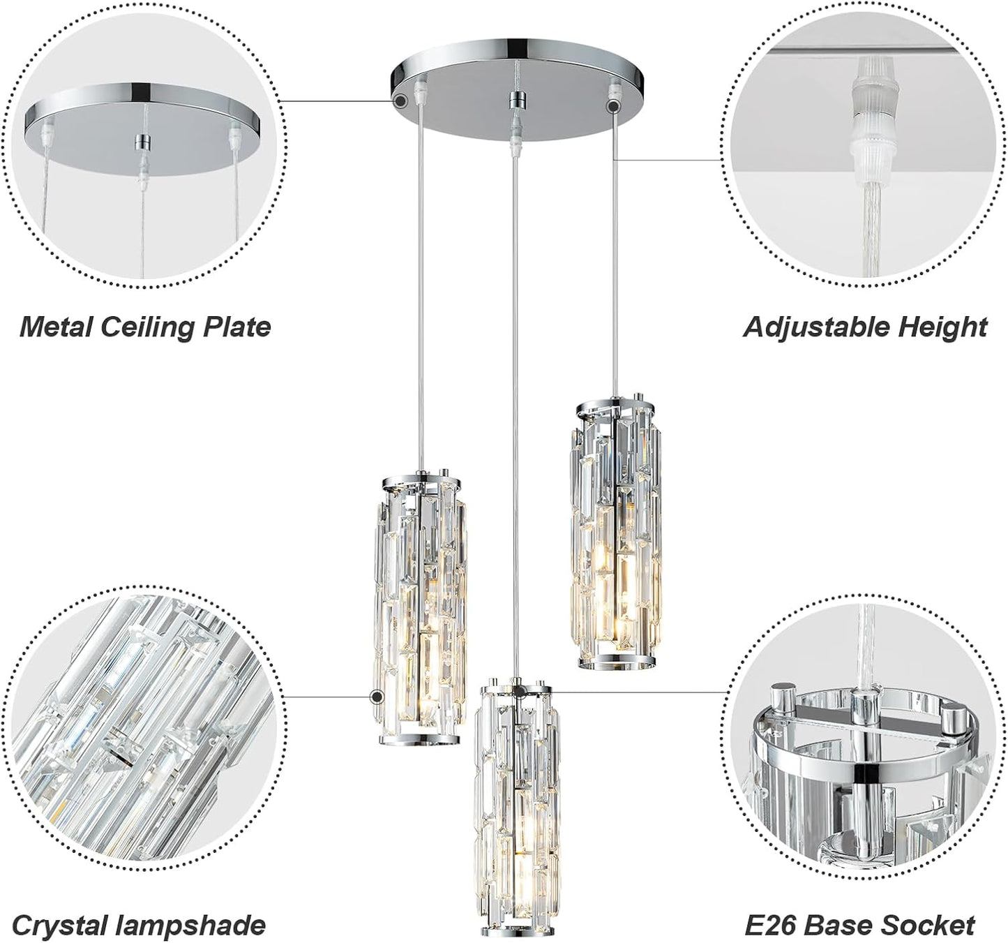 Pendant Lights Modern Pendant Lights Kitchen Island Gold Pendant Light Fixture Mini Crystal Chandelier Lighting for Kitchen Island Dinning Room Bedroom Sink (Gold 3-Light)