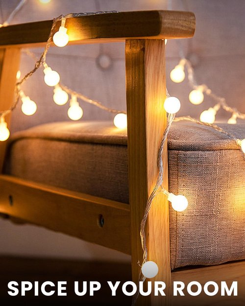 Globe String Lights - 43 Ft 100 LED Fairy Lights with Remote & Timer | Connectable Twinkle Lights for Indoor/Outdoor Decor - Warm White