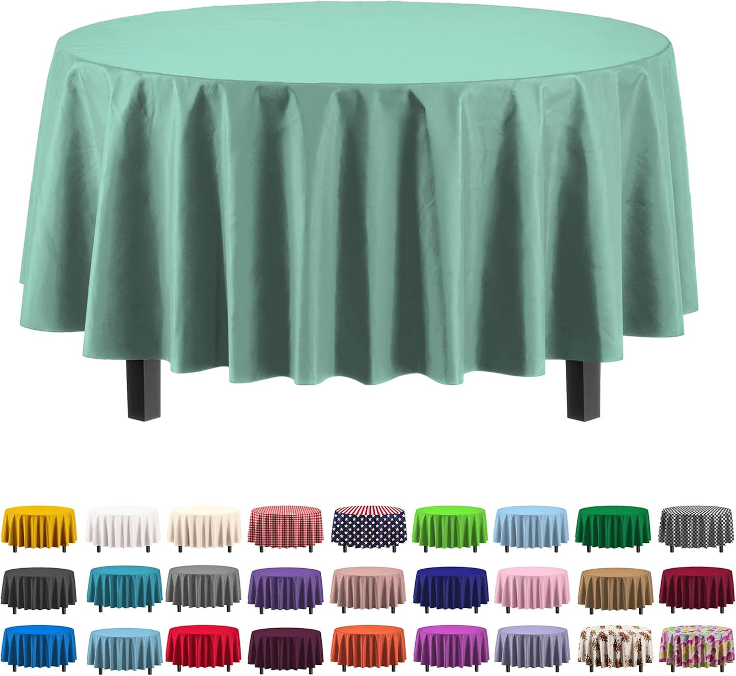 Ivory 84-Inch Round Tablecloth - 12-Pack Premium Plastic Party Supplies