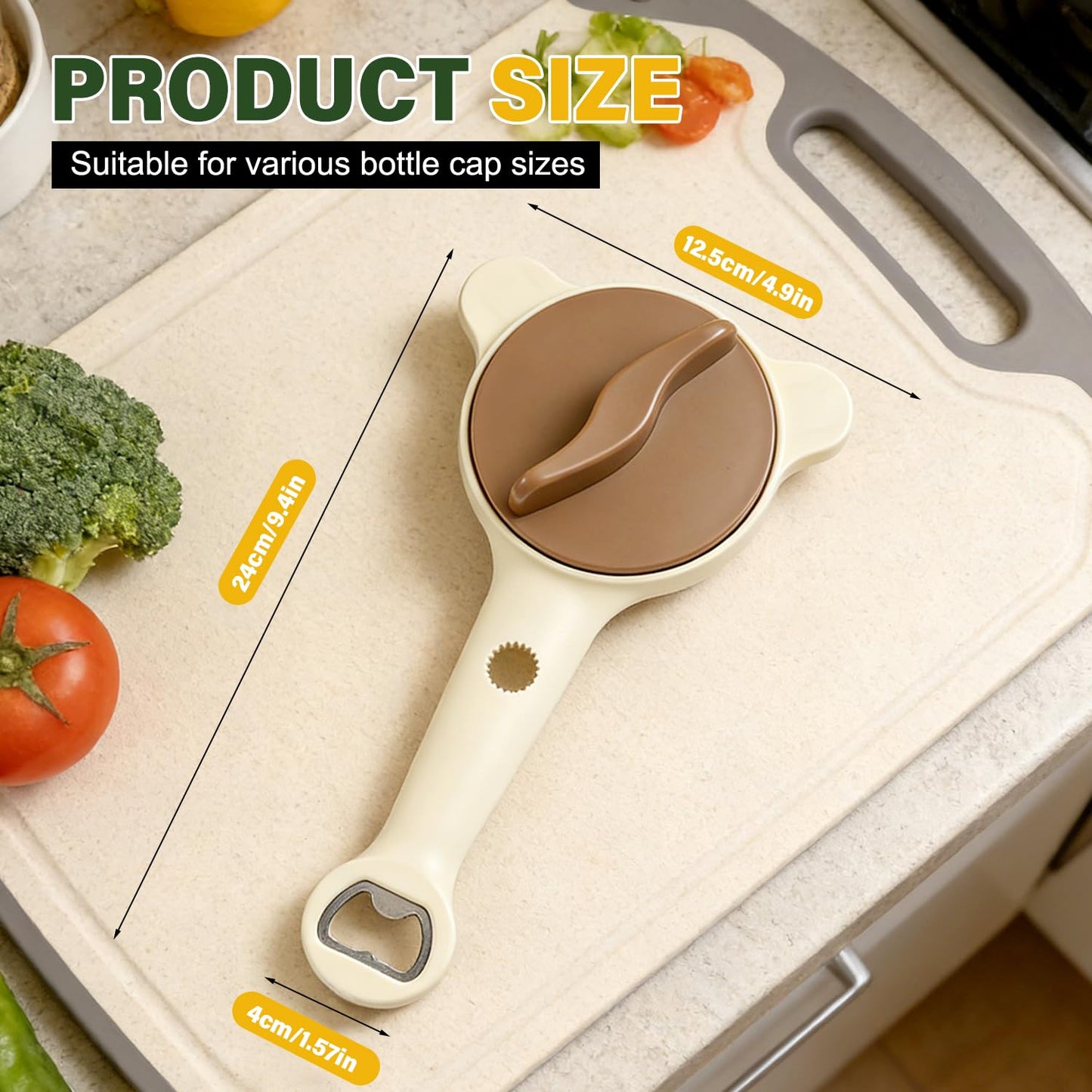 4 in 1 Multi-Purpose Jar Opener for Weak Hands, 2026 New Adjustable Three Claw Bottle Opener with Non Slip Teeth,Multi-Size Lid Opener for Kitchen Jars and Bottles (1PC)