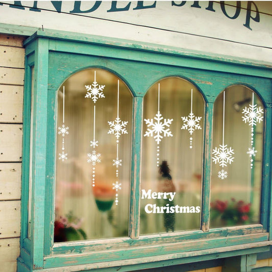 Super Large Snowflake Wall Decals - Merry Christmas Decorative Stickers for Kids' Rooms, 71x42 inches