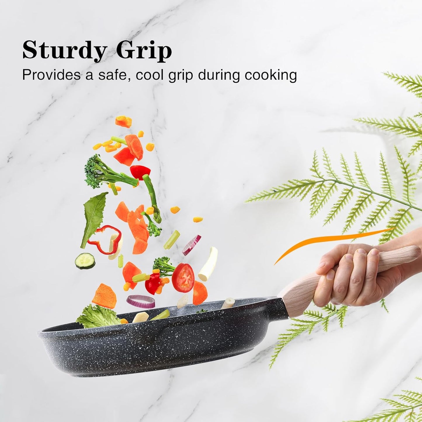 Kordisen Nonstick Frying Pan - 12.5 Inch Granite Skillet | Healthy, Induction Compatible & PFOA Free