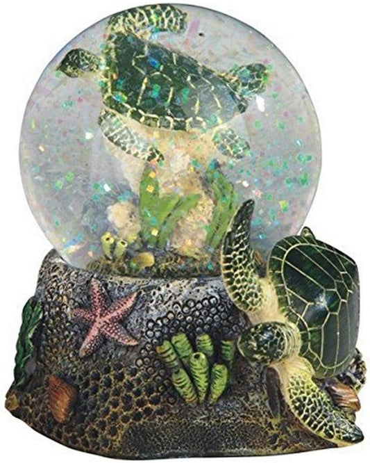 Marine Life Snow Globe with Sea Turtle Figurine - 3.75 Inch Collectible Decor