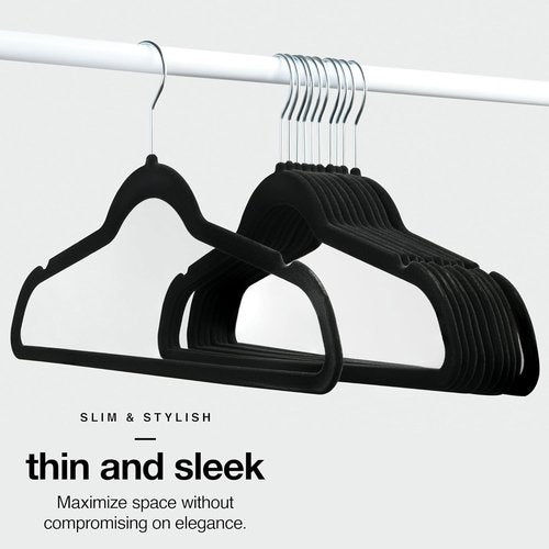 Home-it Premium Velvet Hangers - Heavy Duty Ultra Thin Non-Slip Black Suit Hangers | 50 Pack with 360° Hook