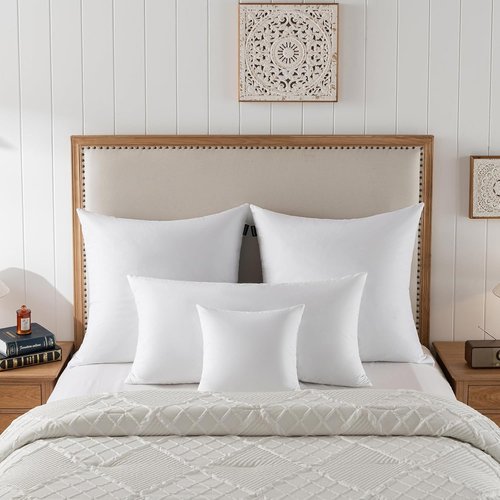 Basic Home® Queen Size Goose Feather & Down Bed Pillow - Odorless Neck Support & Cooling Comfort | 20x28 Inch Cotton Cover