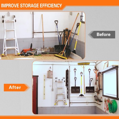 HUPBIPY Heavy Duty Garage Hooks - J-Shaped Wall Mounted Tool Organizer | 6 Pack for Ladders, Bikes, and More