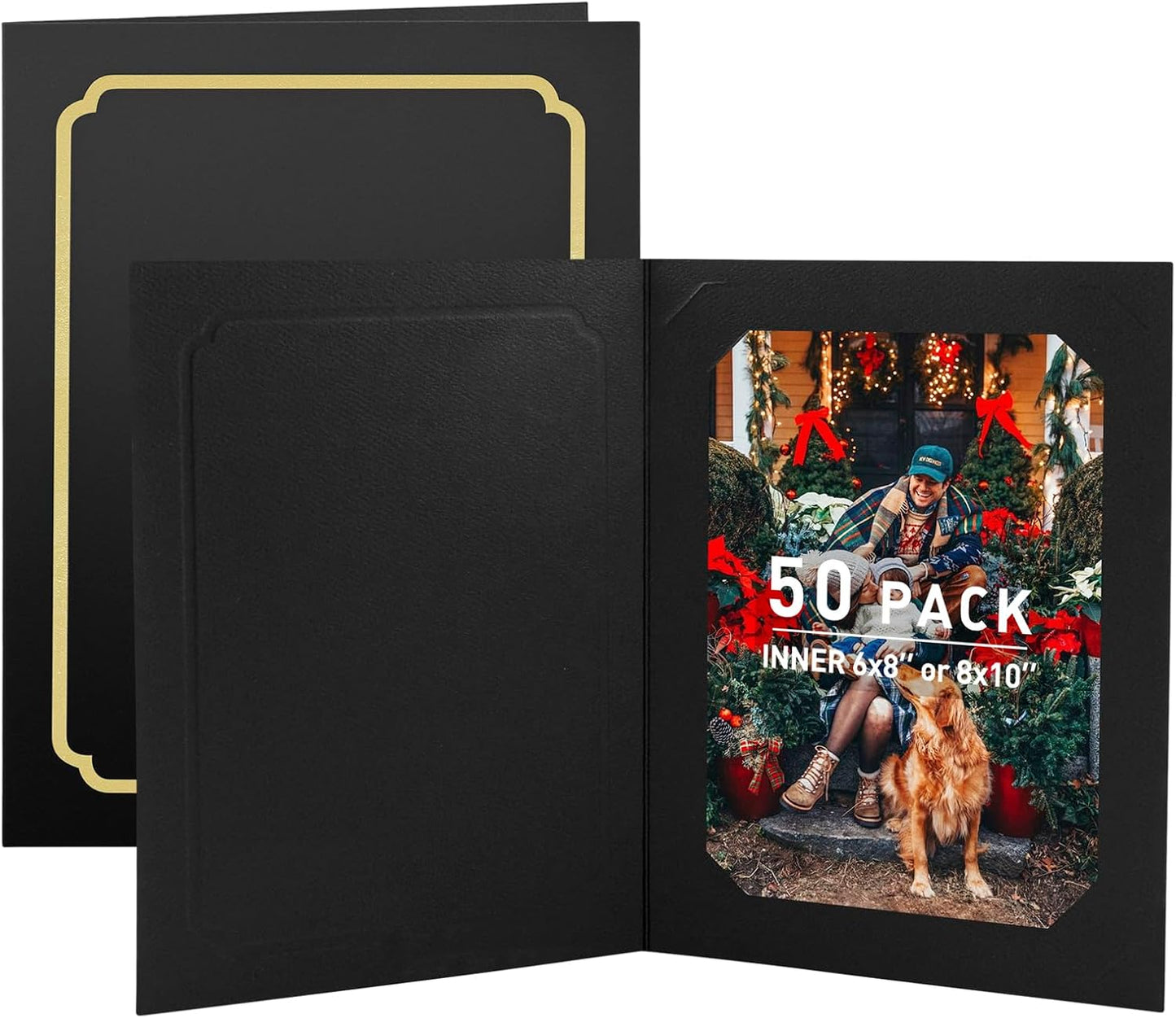 Golden State Art, Pack of 100, 6x8 or 8x10 Photo Folders, Cardboard Picture Frame, Paper Frame Cards, Greetings/Invitation Special Events: Graduation, Christmas, Wedding(Ivory)