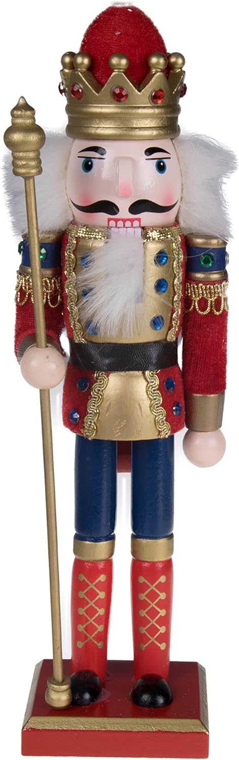 Red Prince 12-Inch Wooden Nutcracker - Festive Christmas Décor for Shelves & Tables