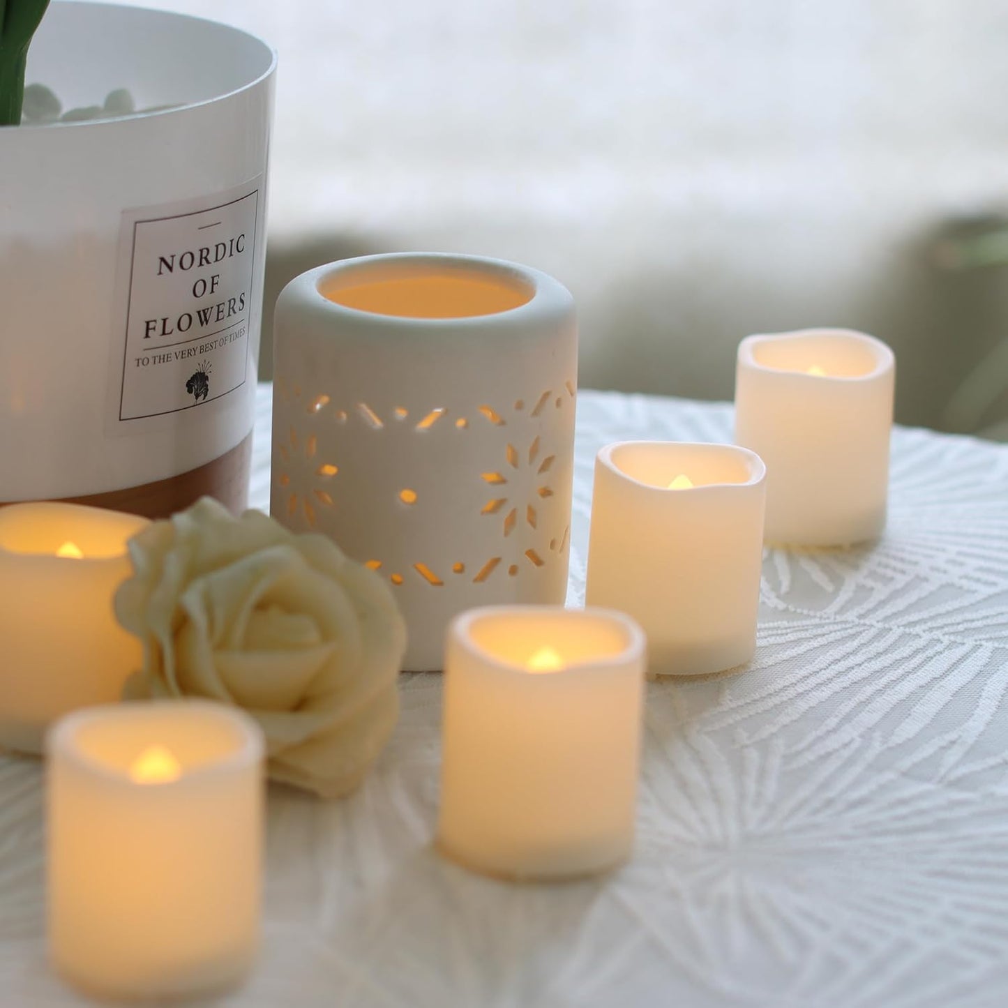 12 PCS LED Flameless Votive Candles - Long-Lasting Battery Operated with 120+ Hours Life
