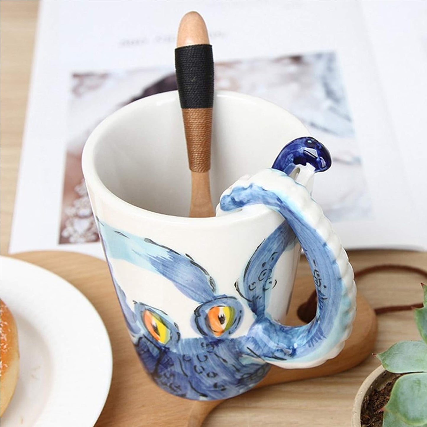 Ocean Style Octopus Ceramic Coffee Mug - Handmade Art Milk Cup for Unique Gifts