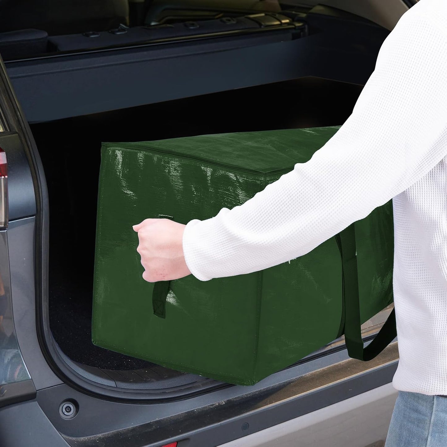 TICONN Extra Large Heavy Duty Moving Bags - Durable Storage with Zippers & Handles | 8 Pack, Olive