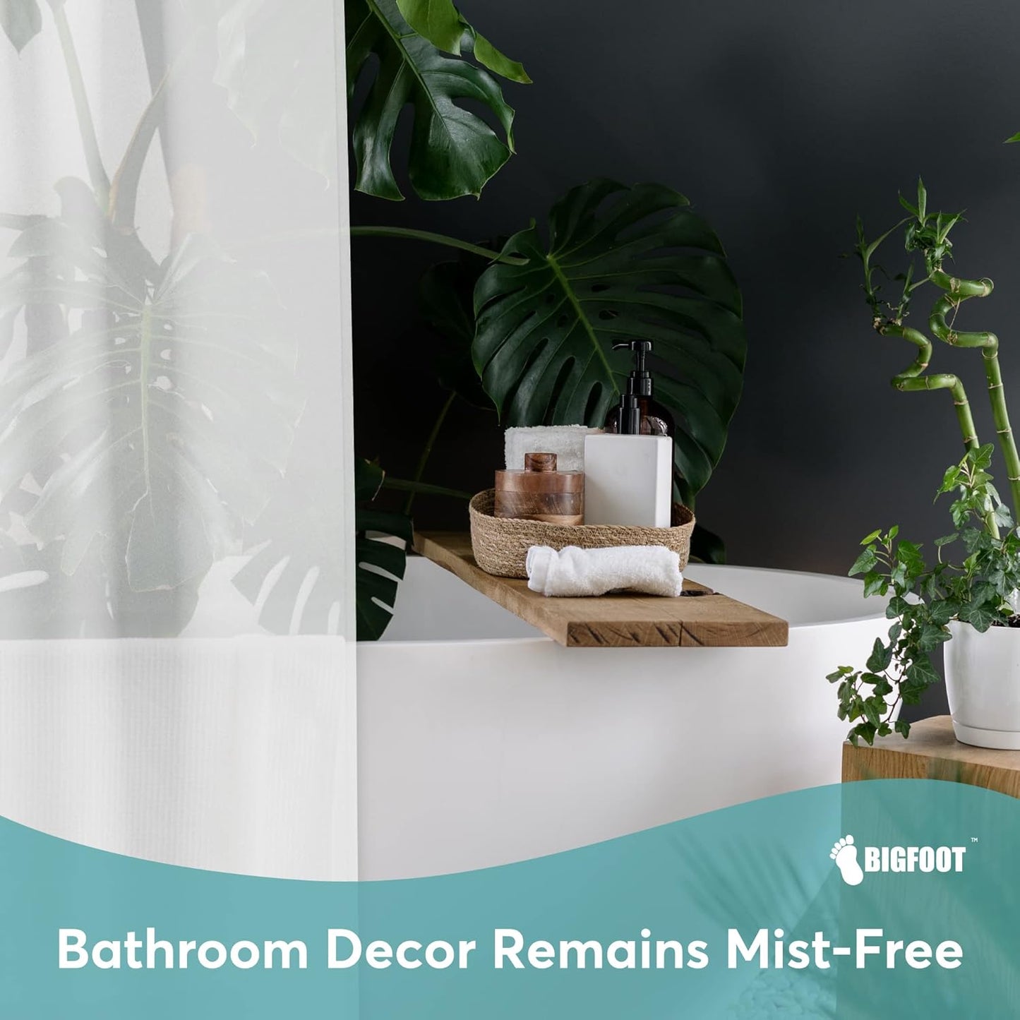 BigFoot Shower Curtain Liner - Premium 72 x 72 PEVA with Rustproof Grommets & Magnetic Weights | Odor-Free, Frosted Design
