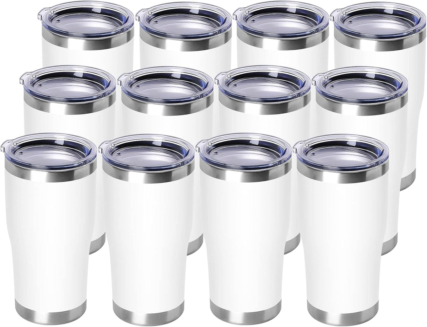 DOMICARE 20oz Tumbler with Lid Stainless Steel Tumblers Bulk, Double Wall Vacuum Insulated Coffee Travel Mug Powder Coated Tumbler, 8 Pack Purple
