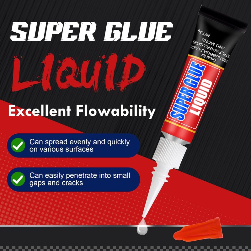 WOUSEDO 12 X 3g Super Glue Liquid, Clear Strong Adhesive,Fast Drying Cyanoacrylate Glue for Wood, Rubber, Leather, Plastic, Metal, DIY Crafts and More