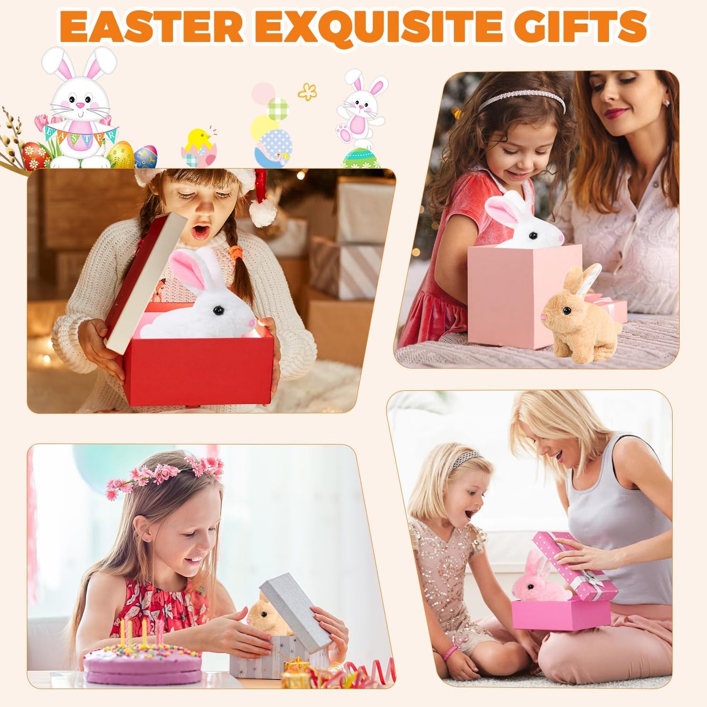 Vizela Realistic Rabbit Toy - Interactive 7'' Plush Bunny with Lifelike Movements | Perfect Easter Gift (Brown)