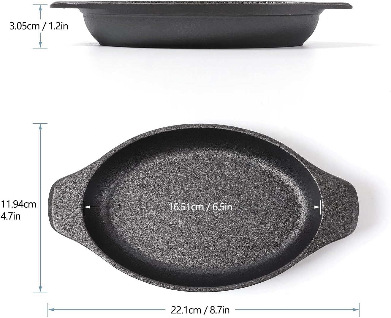 HAWOK Cast Iron Oval Serving Au Gratin Cookware Set of 4………