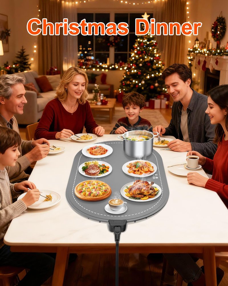 seenlast Warming Mat for Food with Adjustable Temperature Timer,10S Fast Heating Silicone Food Warmers for Parties Buffet and Home Daily,Food Warming Mat with Insulating Pad Raised Feet Protects Table