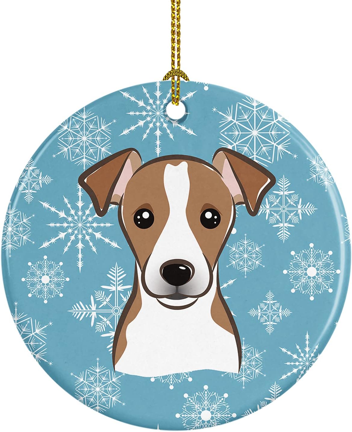 Jack Russell Terrier Snowflake Ceramic Ornament - 3" Christmas Tree Decoration