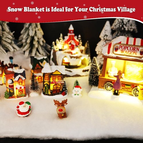 Christmas Snow Blanket - Fluffy Faux Snow Roll for Tree Base Cover | 4.9x1.3ft White Winter Decor