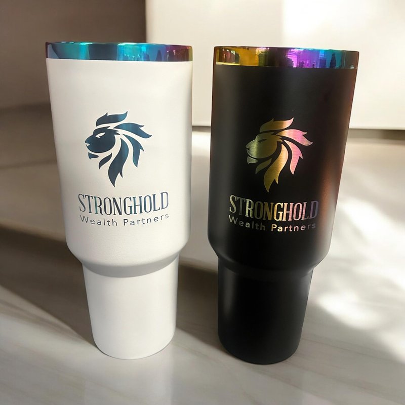 makerflo 40 oz Rainbow Plated White Powder Coated Tumbler with Lid and Straw, Handle Sold Separately, Ideal for Craft and Personalization (Laser Engraving, UV DTF, Epoxy, and Vinyl) – Pack of 25
