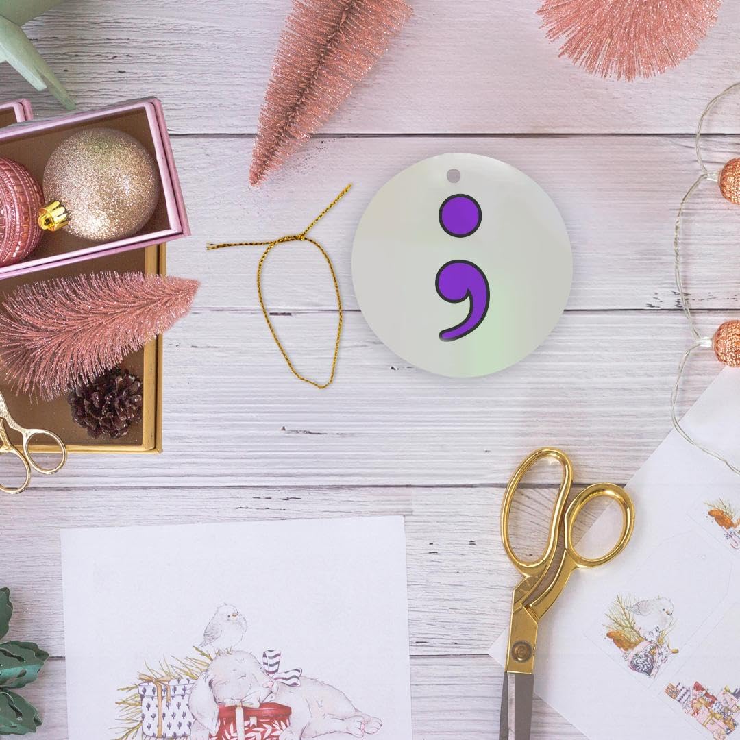 3-Inch Purple Semicolon Snowflake Ornament - Elegant Porcelain Holiday Decor