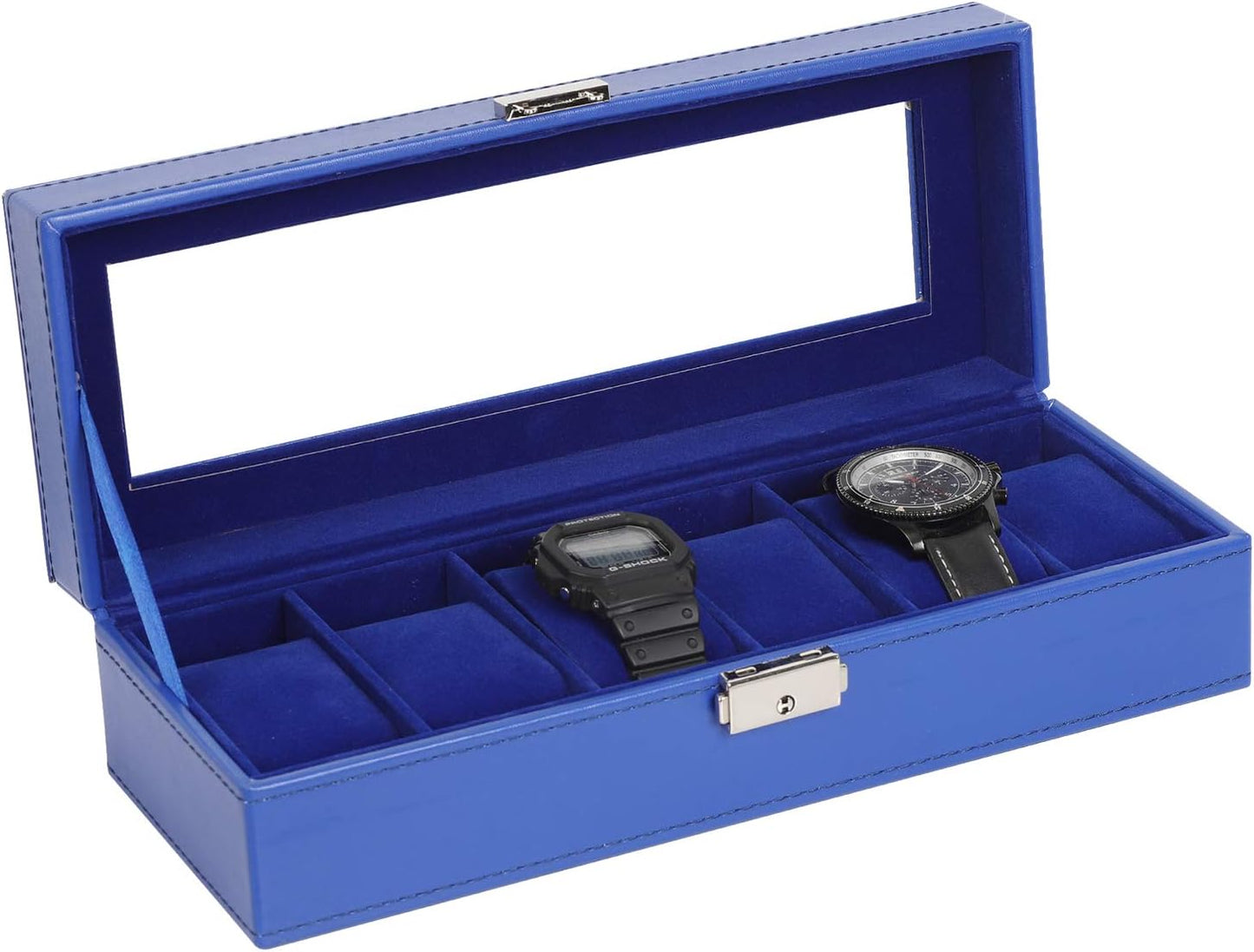 Men's Black 6-Slot Watch Box Organizer | Elegant Display & Storage Case