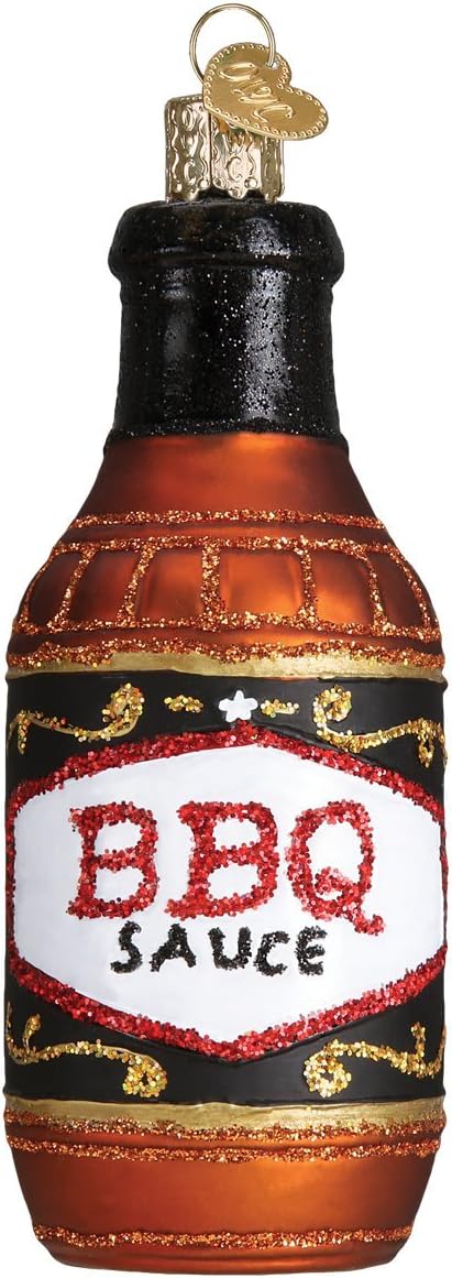 BBQ Sauce Glass Blown Ornament - Old World Christmas Food Decor 32292