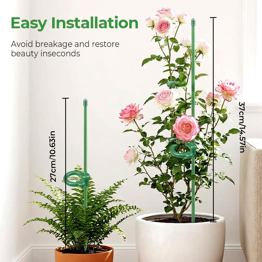 Skiennix Plant Stakes - Adjustable Clips for Indoor/Outdoor Plants | 10.62 Inches, Prevents Collapse