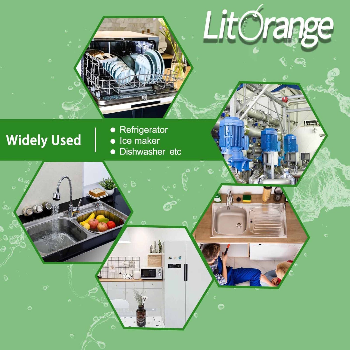 Litorange Brass Angle Stop Add-A-Tee Valve - 3/8" Compression Inlet by 3/8" & 1/4" OD Compression Outlets