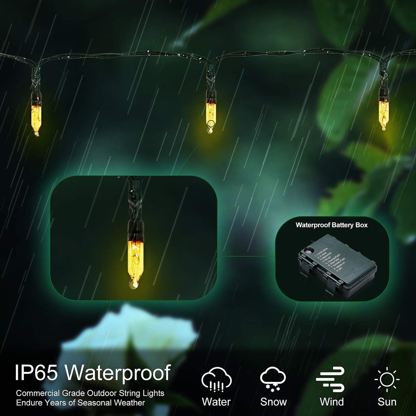 50 LED Battery Operated Christmas Lights - 18ft Waterproof String Lights with 8 Modes & Timer for Indoor/Outdoor Decor
