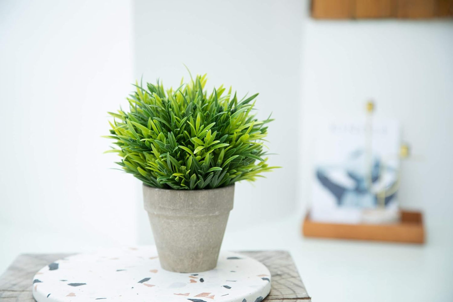Mini Sage Green Boxwood Topiary - Artificial Potted Plant for Home & Office Decor