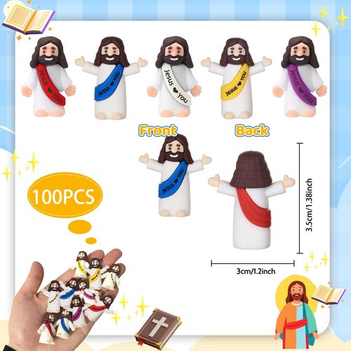 Corzeergi 100 Pcs Little Jesus Figures, Mini Jesus Figurines in Bulk, Small Jesus Loves You Figures, Miniature Baby Jesus Resin to Hide, Pocket Gifts