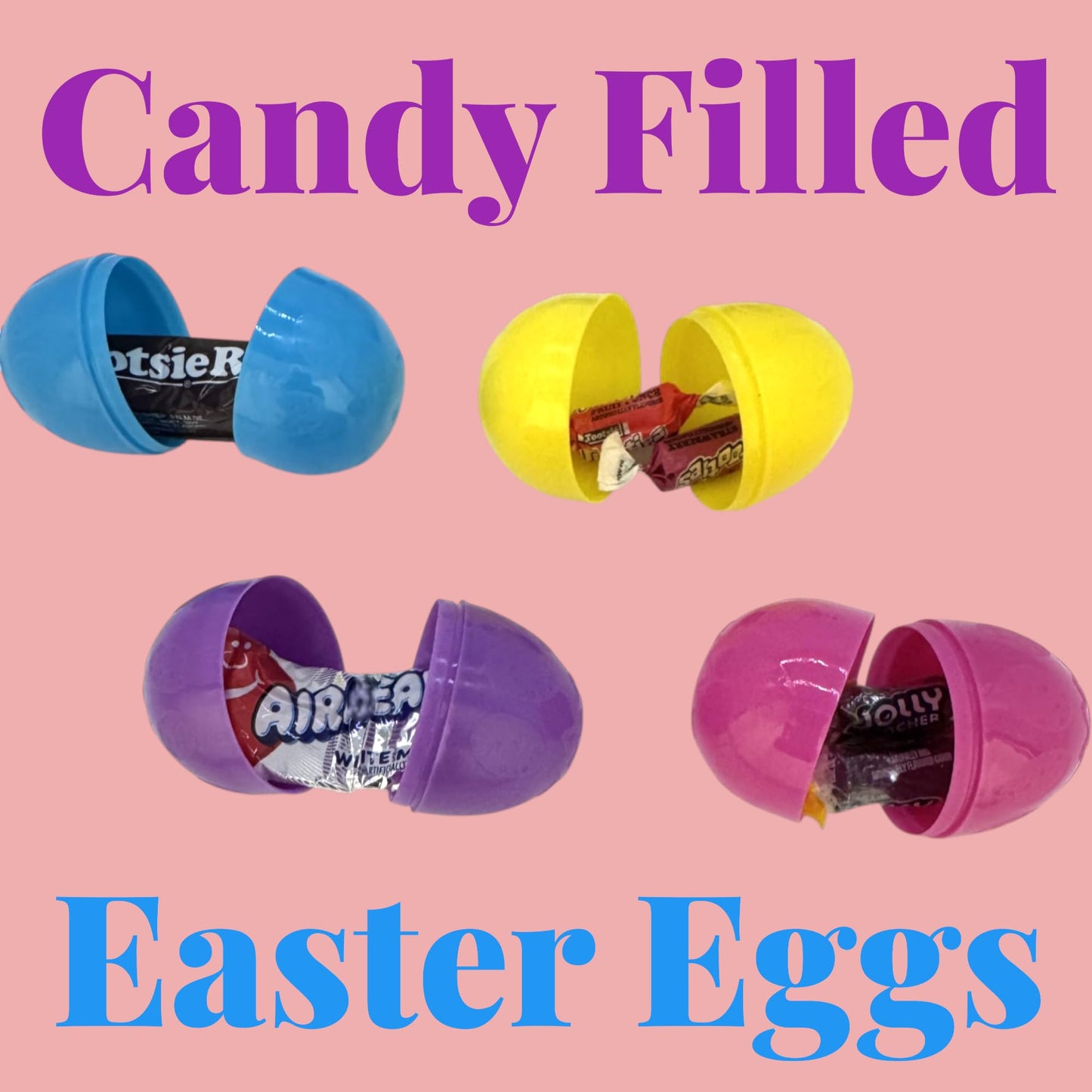 Klub Bulk Plastic Eggs Pre-Filled with Candy -24 cnt Great for Birthday's,Party's,Vendinig Machine's and Celebration Essentials with Assorted Candy-Variety of Candy in Each Egg for Kids and Adults