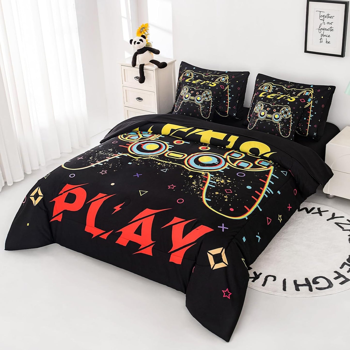 Dinosaur Bedding Full Size Sheets and Comforter Set, Boys Full Size Bedding Set Teen boy Comforter Set 7 Pieces Toddler Bed Sheets and Comforter Set for Boys All Season