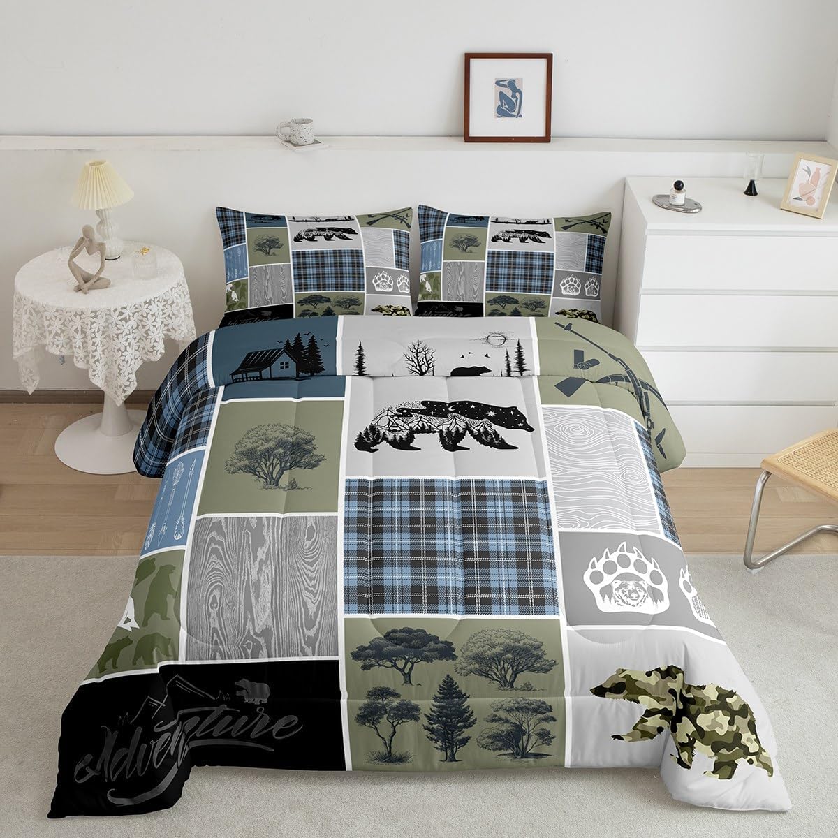 jejeloiu Baseball Comforter Set Twin Size Kids Camo American Flag Comforter for Boys Girls Teens Camouflage Bedding Set Breathable Baseball Games Duvet Set Room Decor Quilt Set