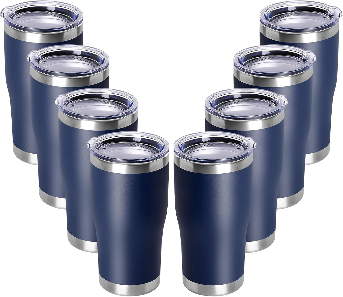 DOMICARE 20oz Tumbler with Lid Stainless Steel Tumblers Bulk, Double Wall Vacuum Insulated Coffee Travel Mug Powder Coated Tumbler, 8 Pack Purple