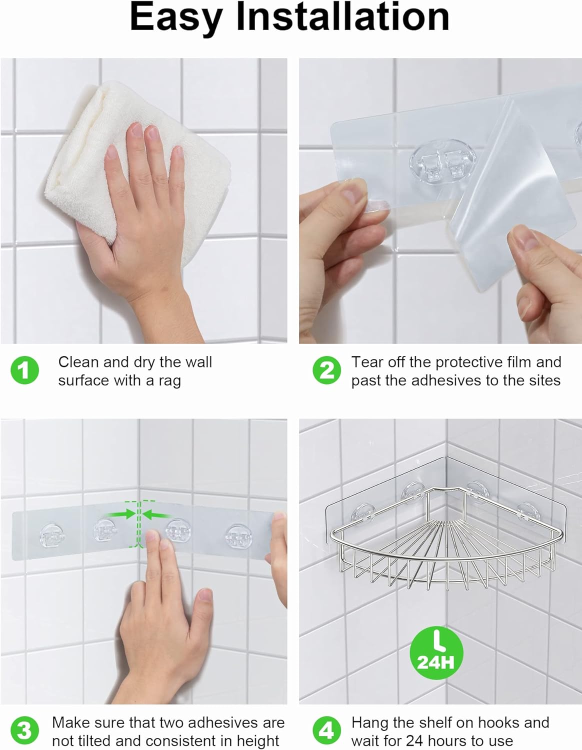 SMARTAKE Corner Shower Caddy - 2-Pack Wall Mounted Stainless Steel Storage Organizer | Silver