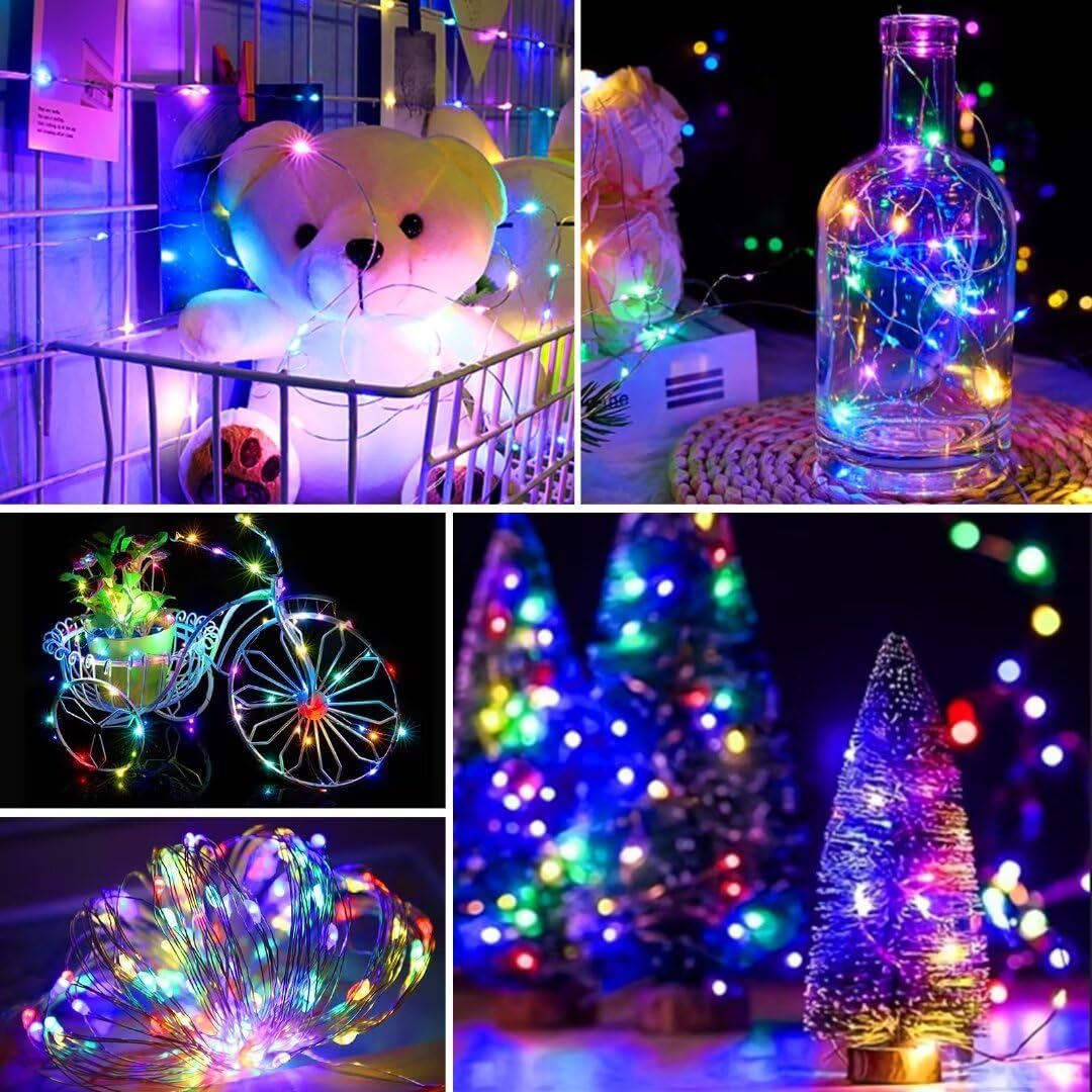 Pozzolanas 24-Pack Multi-Colored Fairy Lights - Battery Operated, 3 Modes, 7FT Waterproof String Lights for Weddings, Christmas & Parties