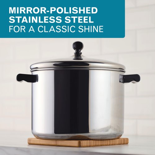 Farberware Classic Series Anniversary Edition Stainless Steel Cookware Set and Lids, Induction Ready, Dishwasher Safe, 8 Piece Pots and Pans, Metal Utensil Safe - Stainless Steel