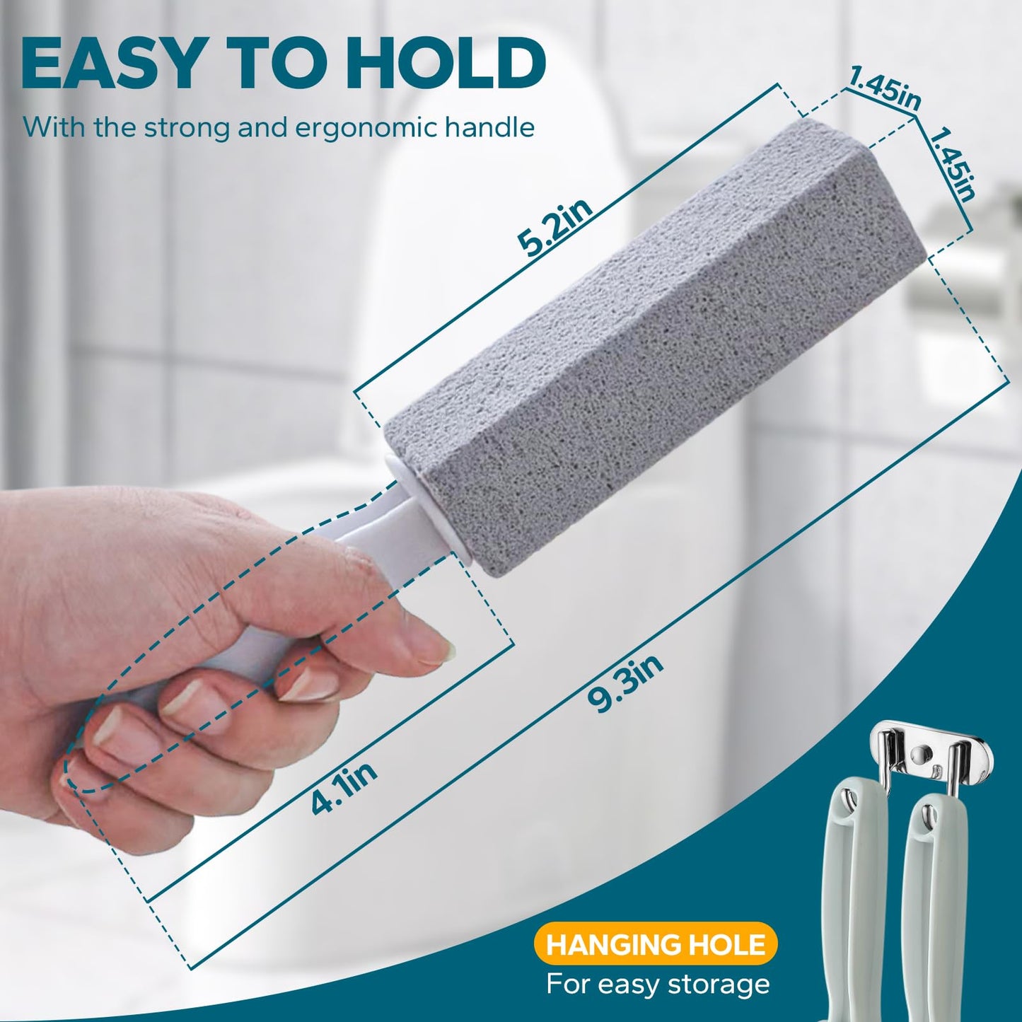 Emycool Pumice Stone Toilet Bowl Cleaner, 16 Pack Toilet Pumice Stone with Handle for Cleaning, Pumice Stone for Toilet, Bathtubs, Sinks, Swimming Pools, Grills