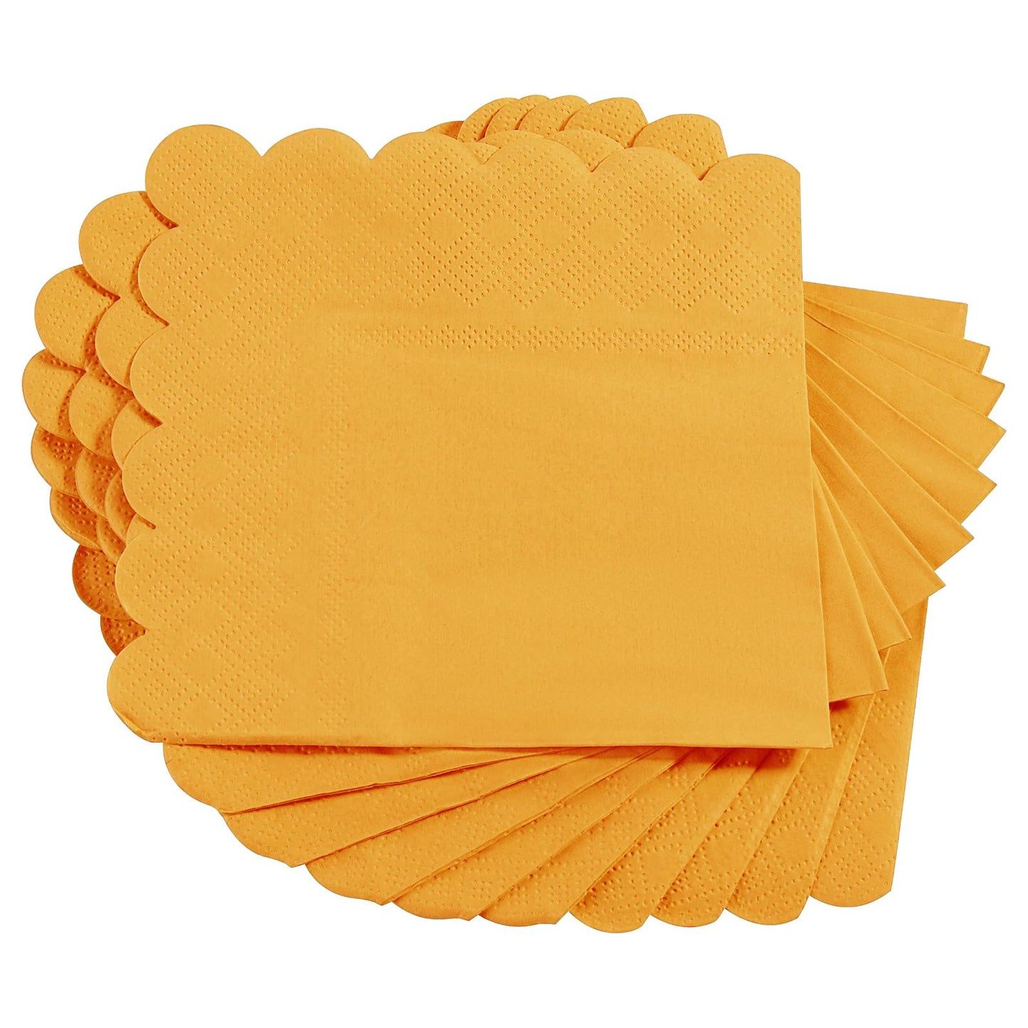 100 Pack Cocktail Napkin 2-Ply Scalloped Edged Dessert Napkins Folded 5 x 5 Inches Disposable Napkins for Dinner Wedding Birthday Party Bridal Anniversary Reception Event (Yellow)