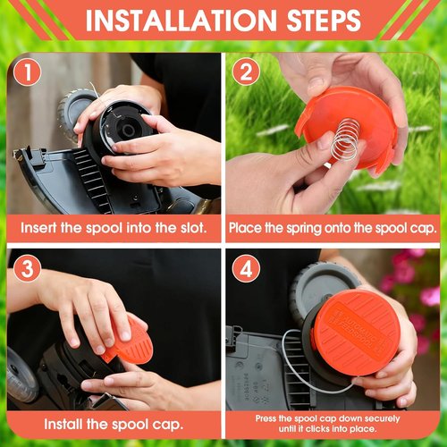 Black and Decker AF-100 String Trimmer Line - 30ft 0.065" Replacement Spool with 8 Lines, 2 Caps & 2 Springs