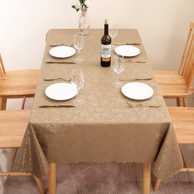 Smiry Rectangle Table Cloth, Waterproof Heavy Duty Vinyl Tablecloths, Wipeable Washable Table Cover for Kitchen and Dining Room (Brown, 70" X 108")