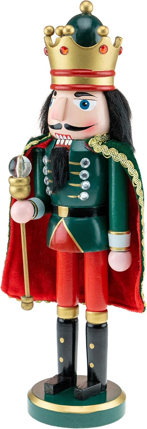 Red Prince 12-Inch Wooden Nutcracker - Festive Christmas Décor for Shelves & Tables
