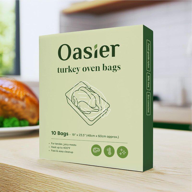 Oasier Multipurpose Turkey Oven Bags, Holds Up to 24 Pounds, 10 Count, Large Turkey Size 19" x 23.5", Oven Cooking Bags for Roasting, Baking, Preserving, Harvest Storage, Odor Proof
