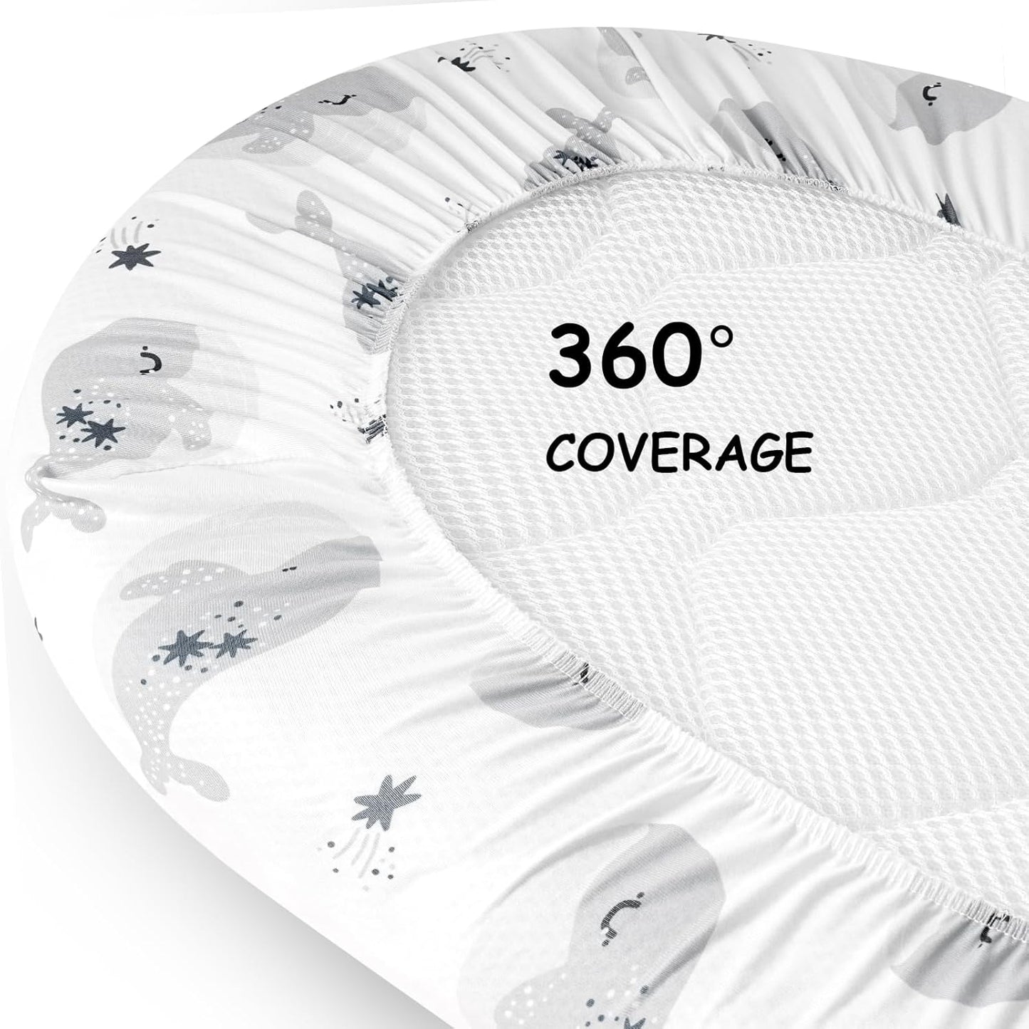 Yoofoss Bassinet Sheets - 3-Pack Fitted Sheets for Halo & Baby Delight | Soft, Breathable, Blue & Seahorse