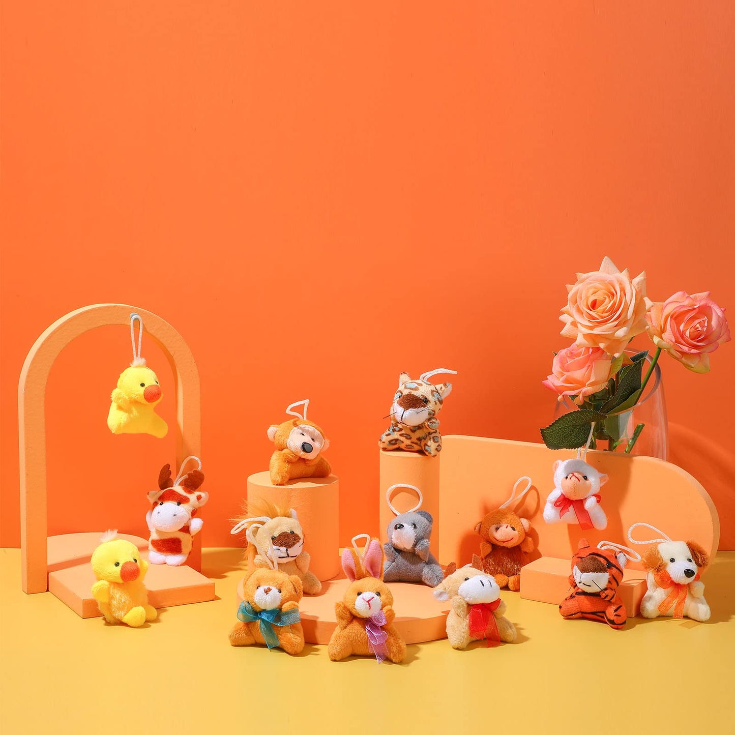 Skylety 60 Pack Animals Mini Plush Party Favors, Cute Small Plush Stuffed Animal Keychain Toy in Bulk for Carnival Prizes, Easter Basket Stuffers, Classroom Reward, Kindergarten Goodie Bag Fillers