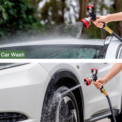 FANHAO Heavy-Duty Fireman Style Garden Hose Nozzle - 9 Spray Patterns for Car Washing & Pets
